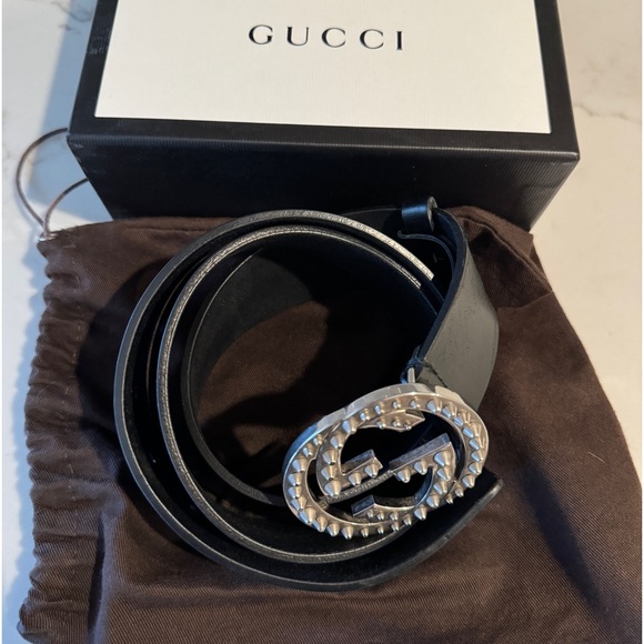 Authentic Gucci belt with studded buckle size 95 or 38 in - Picture 1 of 6